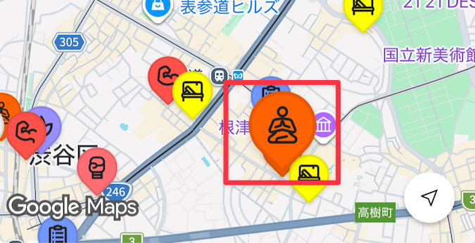 他より大きく表示されるピン